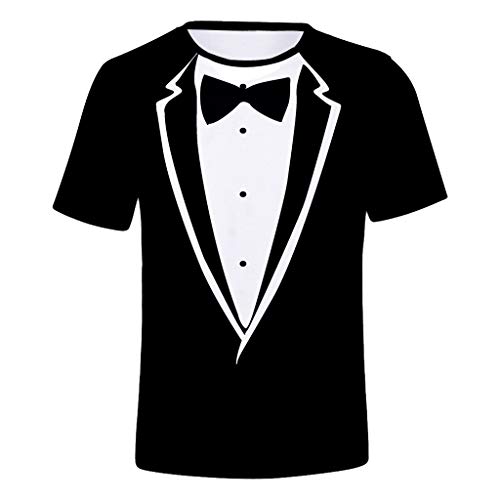 YKARITIANNA 2019 White Tie Suit T-Shirt Tuxedo Shirts Men Casual Summer Suit Pattern 3D Short Sleeve O-Neck Tops Blouse T-Shirts