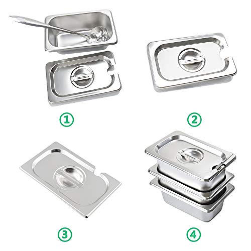 image for Kitma 1/9 Size Stainless Steel Slotted Steam Table Pan Cover, Pan Lids