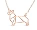 Corgi Necklace, Corgi Origami Necklace, Corgi Gifts Perfect For Dog Lovers, Dog Jewelry For Women, Dog Necklaces For Lovers Of Corgis, Gift For Corgi Lovers (Rose Gold Tone)