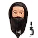 Hairginkgo 100% Human Hair Male Mannequin Head with Beard, cosmetology Mannequin Training Head (black)