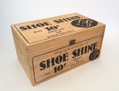 old wooden shoe shine box