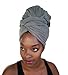 Rayna Josephine Stretch Head Wrap - Long Solid Color Turban Hair Scarf Tie by (Stone Gray)