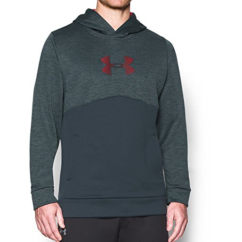 Under Armour Men's Storm Icon Logo Twist Hoodie, Stealth Gray/Red, Small