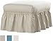 Serta | Relaxed Fit Durable Woven Linen Canvas Furniture Slipcover (Ruffle Ottoman, Natural)