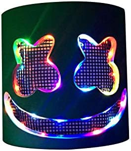 DJ Mask Party LED Mask Marshmello Helmet Cosplay Costume Christmas Party Props Bar DJ Mask
