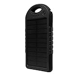 Solar Charger, Powercam, 5000 mAh, Waterproof, Drop Resistant, Shockproof, for iPhones, iPads, Android, Samsung phones, GPS devices and Cameras (Black)