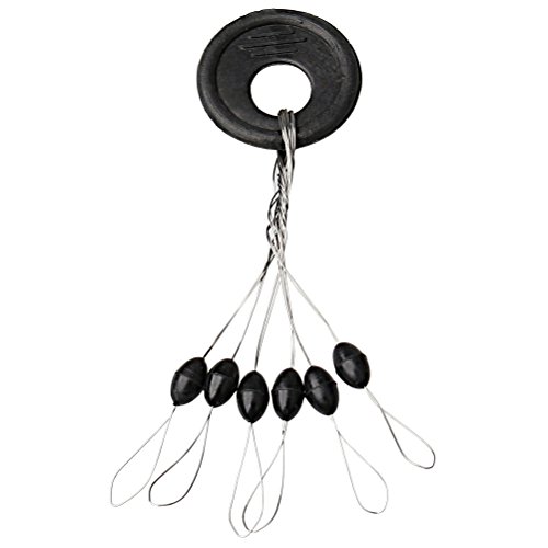 WODE Shop 100 PCS Fishing Stopper, 6 in 1 Black Rubber Fishing Bobber Stoppers Sinker Bobber Float(S)