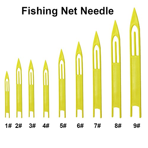Lonkiktik 9 PCS Size:1#-9# Hard Plastic Fishing Line Net Needle Shuttle Equipment Yellow Color Repair Fishing Netting Needles Shuttles - Thumbnail 5
