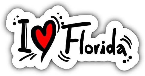 novland I Love Florida Travel Slogan Car Bumper Sticker Decal 6'' x 3''