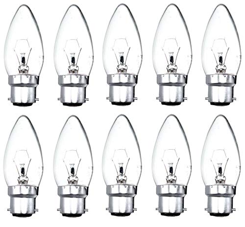 10x Candle Light Bulbs 25w / 40w / 60w Lamps Bayonet BC B22 Clear (40)
