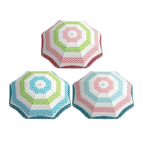 BigBuy Garden Parasol à franges Ø 180 cm, multicolore, Estándar, Bohème