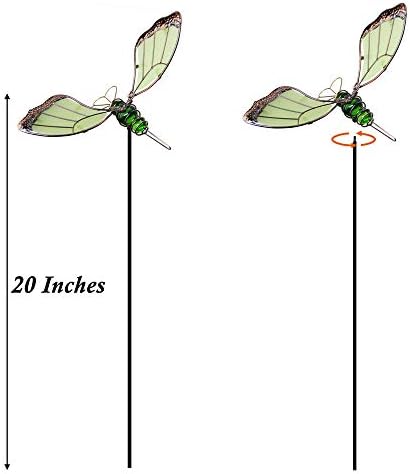 Metallic butterfly and dragonfly garden stakes, dark color, 12 inches, priced at $22.99.