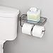 mDesign Toilet Tissue Paper Holder and Multi-Purpose Shelf - Wall Mount Storage Organizer for Bathroom, Holds 2 Rolls - Durable Metal Wire Design - Bronze