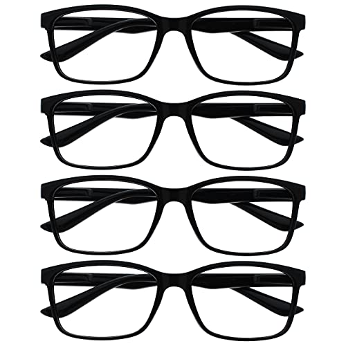 OPULIZE The Reading Glasses Company Black Readers Value 4 Pack Large Designer Style Mens Spring Hinges RRRR83-1 +1.50