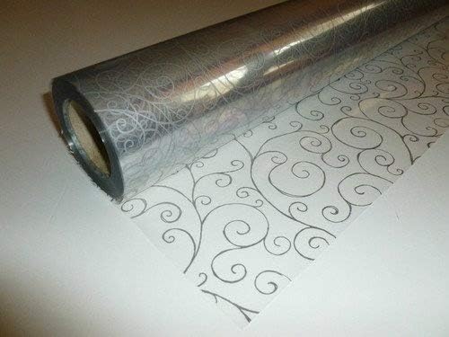 20m x 80cm Roll Silver Scroll Cellophane Wrap. Florist Quality Bouquet / Gift...