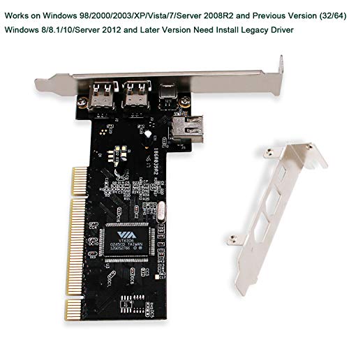 LinksTek PCI FireWire Card for Windows 98/2000/2003/XP/Vista/7/8/8.1/10/Server(32/64bit) Desktop PCs-IEEE 1394A FireWire 400-6Pin X3 Ports and 4Pin X1 Port-Include Low Profile Bracket(PCI-1394A) - Thumbnail 3