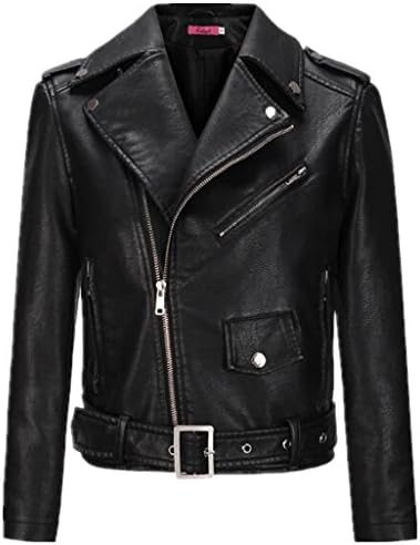 Season Show Womens Faux Leather Zip Up Moto Biker Cropped Jacket Black US12-14