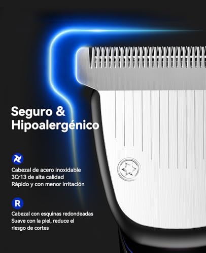kensen Afeitadora Corporal Masculina 6 en 1, 2 Velocidades Depiladora Corporal Hombre, IPX6 Impermeable Recortadora con Cabezal Magnético para Cuerpo, Barba, Nariz y Genitales, 120 mins Uso
