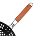 Arctic Monsoon Grilling Skillet, Nonstick Grill Accessories with Wood Foldable Handle, for Grilling Smaller Pieces of Food Like Vegetables and Meat Cubes, Black