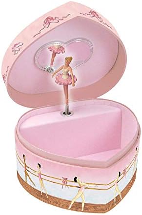 puran Heart Shape Engraved Childhood Memories Ballerina Musical Jewelry Box Storage Organizer Birthday Gift