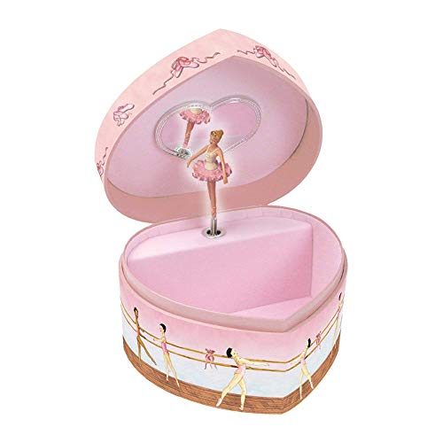 puran Heart Shape Engraved Childhood Memories Ballerina Musical Jewelry Box Storage Organizer Birthday Gift