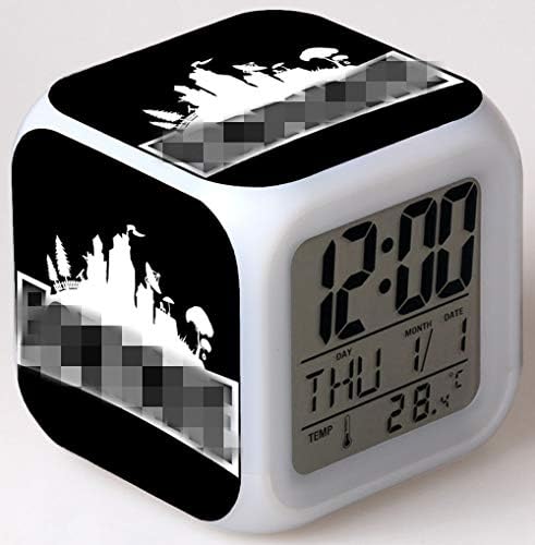 Yeitur Smart 7 Colors LED Changing Digital Alarm Clock with Touch Light Desk Thermometer Night Glowing Cube LCD Clock, Home Decor Best Gift for Children Birthday, Christmas or Festivals (006)