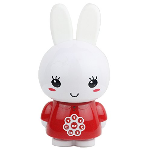 alilo Honey Bunny 8GB Children MP3 Player Light Toy for Baby, Silicone Teether Ears, Music Story Song Included (Red)