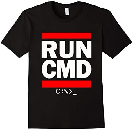 Mens Run CMD Dos Command Prompt Coder Computer Programmer T Shirt 2XL Black