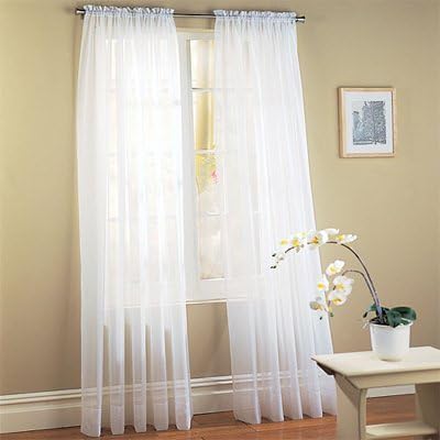 MONAGIFTS WHITE Voile Window Panel Solid sheer valance curtains 55X 95" / 96" LONG