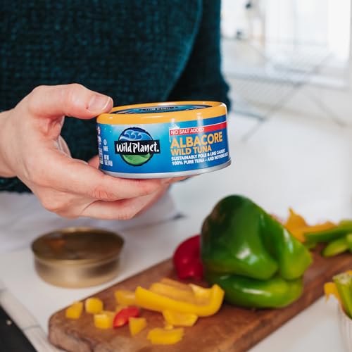 WILD PLANET WILD ALBACORE TUNA,NO SALT ADDED, CANNED TUNA, SUSTAINABLY WILD-CAUGHT, POLE & LINE, NON-GMO, KOSHER 5 OZ