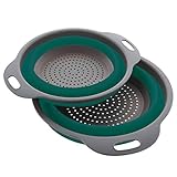 Kitchen Maestro Collapsible Silicone Colander/Strainer. Includes 2 Sizes 8 and 9.5 inch. ... (Green)
