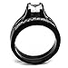 Marimor Jewelry His and Her Black Plated Stainless Steel Bridal Ring Set and Titanium Wedding Band