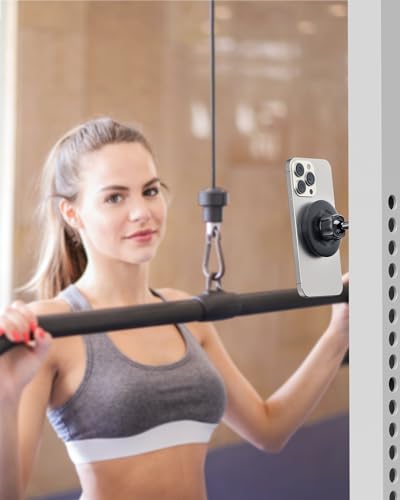 APPS2Car Soporte Magnético para Teléfono de Gimnasio, Base de Aleación y Rótula Metálica, Se Adhiere a Superficies Metálicas, Compatible con iPhone 12-17 y Android, Rotación 360°