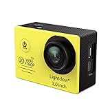 Lightdow LD6000 Wifi 1080P HD Sports Action Camera Kit - App Remote Control 30m Waterproof 2.0 Inch LCD Screen 170 Degree Wide Angle 2 Rechargeable Batteries and Mounting Accessories (Yellow+WiFi)