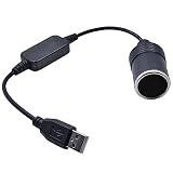 Toosci USB A Male to 12V Car Cigarette Lighter Socket Female Step Up Cable Inverter Converter for Car Cigarette Lighters Driving Recorder Etc