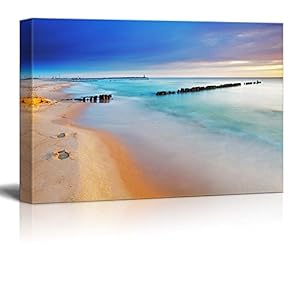 Canvas Prints Wall Art - Baltic Sea at Beautiful Sunrise in Poland Beach | Modern Wall Decor/Home Decoration Stretched Gallery Canvas Wrap Giclee Print. Ready to Hang - 12" x 18"