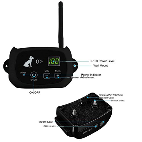 Kuke Electric Dog Fence Pet Containment System 1-3 Dog Outdoor Invisible Dog Training Fence With Rechargeable Waterproof Wireless Transmitter Collar (3 Dog system) - Thumbnail 2