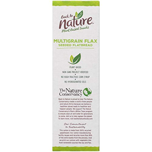 BACK TO NATURE MULTIGRAIN FLAX SEEDED FLATBREAD CRACKERS – DAIRY FREE, NON-GMO, MADE WITH WHEAT FLOUR & WHOLE GRAINS, DELICIOUS & QUALITY SNACKS, 5.5 OUNCE