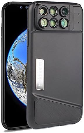 iPhone X Lens Case Haldissim 6 in 1 Kit Camera Lens Dual Optics Lens System with 180 °Fisheye , Wide Angle, Telephoto 10X/20X Macro Lens for iPhone X(Black)