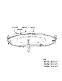 OneSight - Pulsera de tobillo con cruz para mujer, plata de ley 925, tobillera ajustable, pulsera de cruz grande