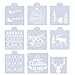 9pcs Christmas Stencils Template for Painting on Wood - Reusable Plastic Craft Art Drawing Painting Spraying Window Glass Door Car Body Wood Journaling Scrapbook Holiday Xmas Snowflake DIY Craft