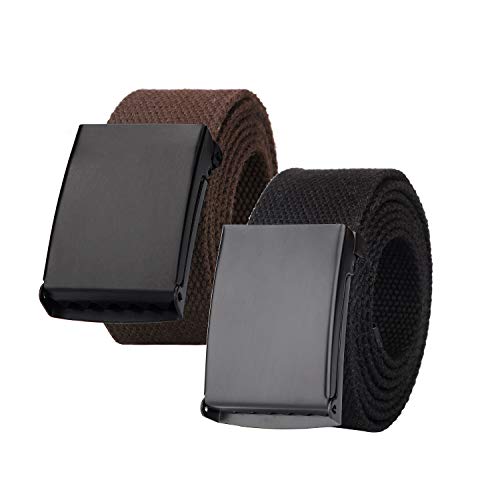 Maylisacc Canvas web Belt Military Tactical Waist Belts 52" with Flip-Top Buckle
