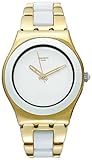 Swatch Women's Two Tone Analog Quartz Watch - White & Gold - YLG122G