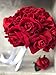 Red Velvet Silk Rose Bouquet (24 Roses) - Silk Bridal Wedding Bouquet and Matching Boutonniere - Valentines Day Christmas Wedding Flower Package