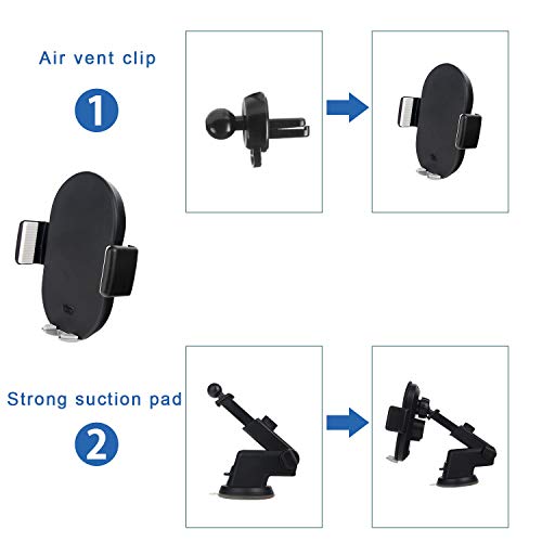 Wireless Car Charger Mount, NPET Automatic Clamping Car Mount, 10w/7.5w Qi Wireless Fast Charging Dashboard Air Vent Phone Holder
