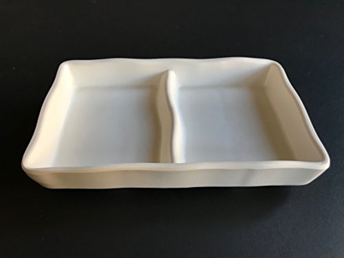 Lucky Star Melamine 2-Compartment Divided Soy Sauce Dishes Wasabi Sushi Sashimi Rectangular Plastic Dipping Plates, 5-1/8