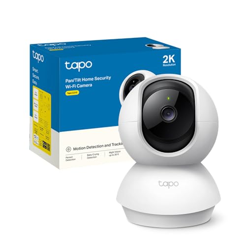 C210 Telecamera Wi-Fi Interno 2K(3MP), Videocamera Sorveglianza, Visione Notturna, Notifiche in Tempo Reale, Storage su Cloud, MicroSD fino a 512GB, Funziona con Alexa e Google Assistant