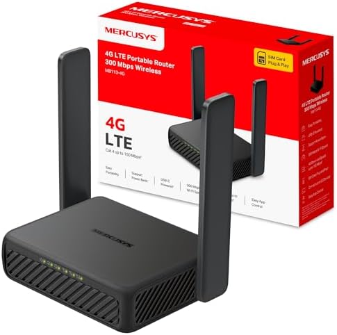MB113-4G - Router Portátil 4G LTE, Wi-Fi N-300 até 32 dispositivos, Nano SIM Plug & Play, Powerbank USB-C e VPN