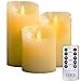 YIWER Flameless Candles, 4" 5" 6" Set of 3 Real Wax Not Plastic Pillars, Include Realistic Dancing LED Flames and 10-Key Remote Control with 2/4/6/8-hours Timer Function, 300+ Hours (3, Ivory) primary