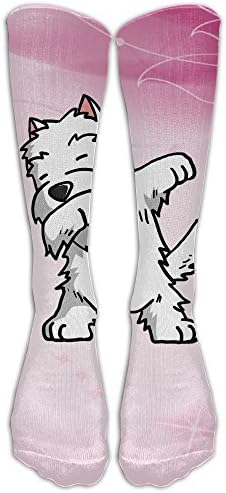 UUMEISB Funny Dabbing West Highland White Terrier Dog Women 3D Winter Knit Warm Casual Thick Thermal Long Socks